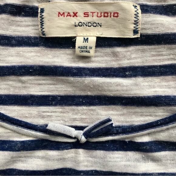 Max Studio London Striped Blue and White Long Sleeves Top Women’s Size M - Picture 8 of 11